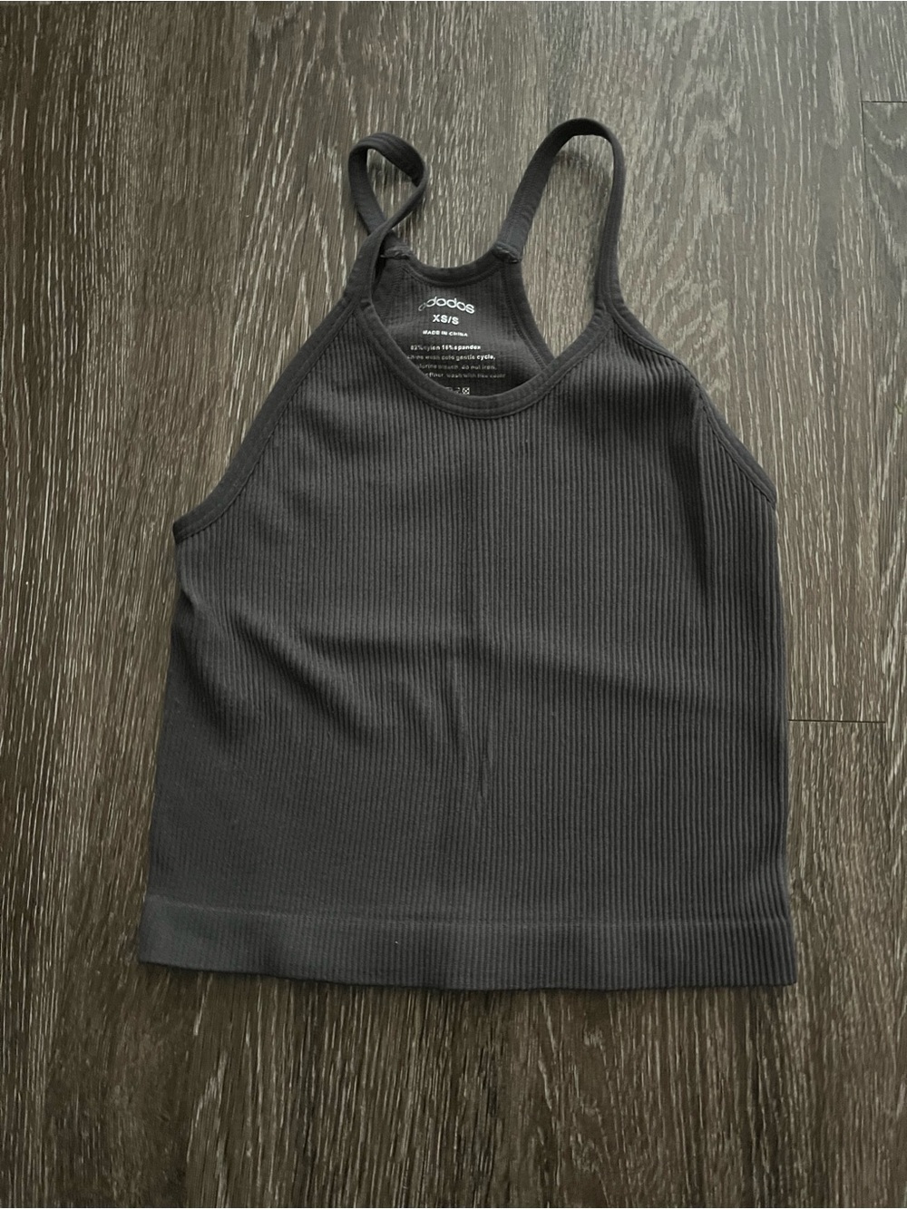 Ribbed Charcoal Crop Tank Top - Women's
